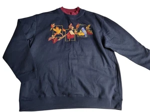 Vintage Bobbie Brooks Oma Sweatshirt Rundhalsausschnitt Vögel Häuser dunkelblau L Large - Bild 1 von 2