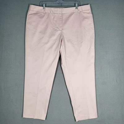 Pantalones para mujer Liz Claiborne 18W rosa algodón Emma hasta el tobillo tiro medio informales Foto 1 de 4