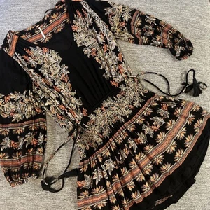 Free People Moonlight Drive Printed Mini Dress Size Small Boho Tassels Women's - Picture 1 of 13