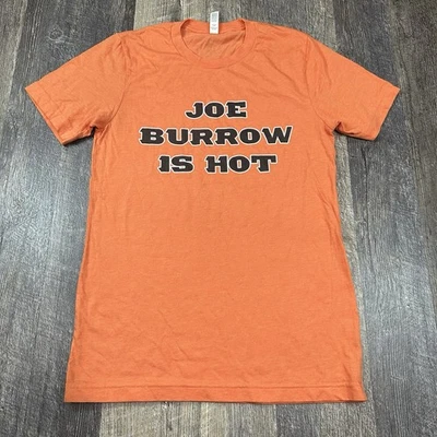 Barstool Sports “Joe Burrow Is Hot” Orange T-Shirt Womens Small Tee Bengals QB - Image 1 of 4