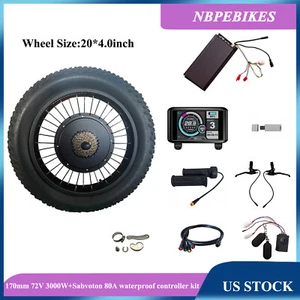 US Stock:170mm 72V 3000W hub motor wheel+Sabvoton 80A waterproof controller kit. - Picture 1 of 18