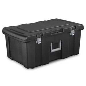 Footlocker Plastic Black Storage Box Organizer Containers Rectangle Bin New - Picture 1 of 9