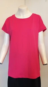 Next Cerise Pink Round Neck Cap Sleeved Textured Fabric Top - Size 14 - NEW! - Picture 1 of 4