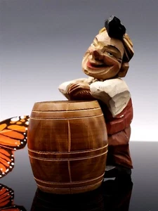 ANRI Servizio da bar con testa posabile in legno intagliato a mano italiano - Foto 1 di 12