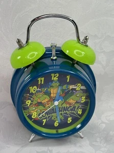 Teenage Mutant Ninja Turtles Cowabunga Avon Viacom Kid's Clock TMNT Twin Bell - Picture 1 of 8