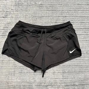 Nike Dri-Fit Shorts Women Medium Black Running Training Gym Athletic Activewear - Picture 1 of 9