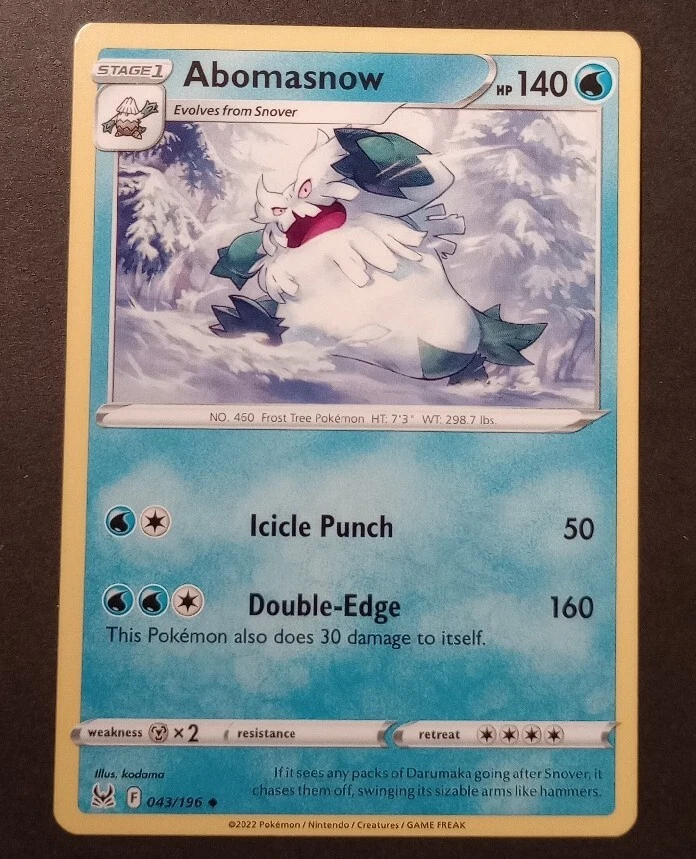 Pokemon Lost Origin Abomasnow Uncommon Card 043/196 NM - Image 1 of 1
