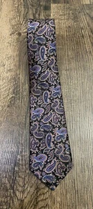 Vintage Etienne Aigner Herren Krawatte Seide kräftig schwarz blau Paisley formelles Kleid - Bild 1 von 5