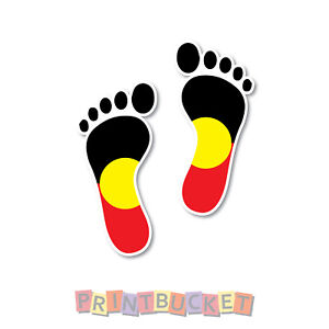 Aboriginal flag footprints Sticker Set 120mm quality water/fade proof vinyl