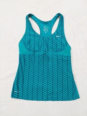 Camiseta sin mangas Nike Dri-Fit para mujer espalda deportiva verde azulado Chevron sujetador incorporado talla pequeña (4-6) Foto 1 de 4