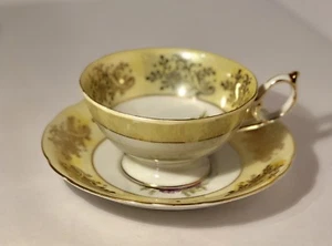 Delicate Royal Halsey Iridescent Yellow L & M Very Fine Cup & Saucer - Picture 1 of 7
