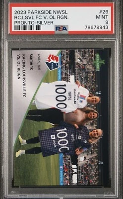 2023 Parkside NWSL Pronto Game 1000 Silver  /10 PSA 9 Louisville Orlando Reign - Image 1 of 2