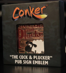Conker 20th Anniversary The Cock and Plucker Pub Sign Emblem Metal Medallion - Picture 1 of 1