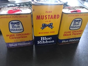 Latas de especias vintage Blue Ribbon (lote de 3) latas - Imagen 1 de 13