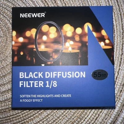 BRAND NEW IN BOX Neewer 55mm Black Diffusion 1/8 Filter Foggy Effect Camera - Image 1 of 4