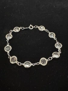 Vintage Swarovski Swan Silver Tone Clear Crystal Station Bracelet Signed - Picture 1 of 7