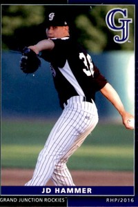 2016 Grand Junction Rockies Grandstand #17 JD Hammer Fort Collins Colorado Card