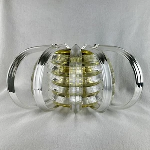 VTG 60s MCM Deco Modernist Clear Lucite ribbon gold metal light fixture sconce - Picture 1 of 11