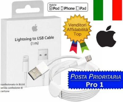 Cavo DATI ORIGINALE Lightning Usb Per Apple iPhone 5,6 X 7,8 Plus 11 12 13 Pro  - Immagine 1 di 2
