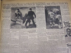 1949 SEPTEMBER 26 NEW YORK TIMES - YANKS TIED FOR LEAD - NT 3663 - Picture 1 of 2