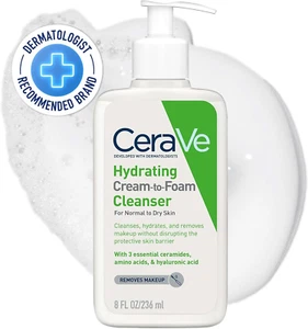 Cerave Hydrating Cream to Foam Cleanser Face Wash 236Ml, for rmal to Dry Skin, H - Picture 1 of 12