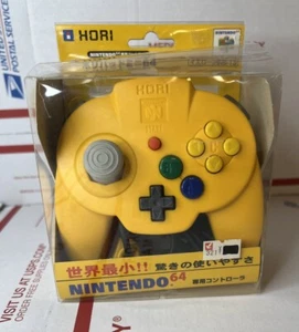 Nintendo 64 Controller Hori Pad Mini Yellow CIB JAPAN JP N64 **NOT WORKING** - Picture 1 of 9