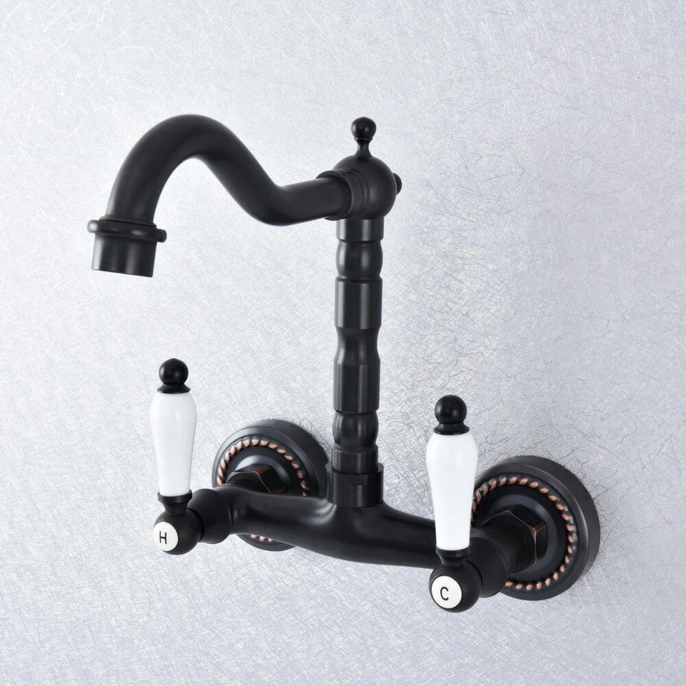 Black Oil Rubbed Brass Ceramic Levers Kitchen Swivel Faucet Mixer Tap ysf750 - Image 1 of 1