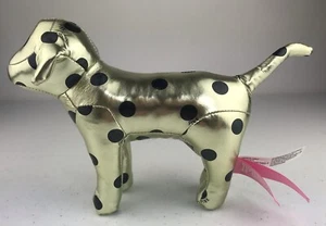 Victoria's Secret Pink VS Plush Metallic Gold Dog Polk A Dot Stuffed Animal - Picture 1 of 4