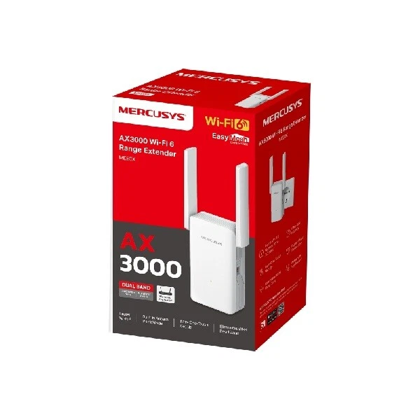 Ripetitore Range Extender Wi-Fi 6 AX3000 Mercusys ME80X Dual Band Gigabit Port - Immagine 1 di 1
