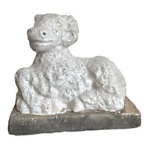 VINTAGE CRACKLE GLAZE WHITE ART POTTERY CERAMIC ARIES STATUE RAM FIGURE ANIMAL - Picture 1 of 8
