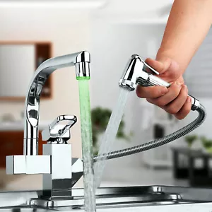 Grifo mezclador fregadero cromado lavabo de cocina baño cascada --LED - Imagen 1 de 10