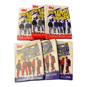 Topps New Kids on the Block Trading Cards 6 Wax Packs 1989 4 Purple 2 Red NKOTB