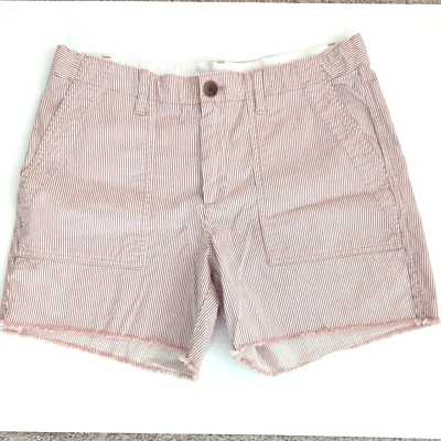Pantalones cortos chinos Gap Girlfriend para mujer talla 12 dobladillo crudo rayas óxido y blanco-329 Foto 1 de 4