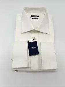 Fenicia LuxuryDress Shirt Men's 18/45 White Cotton Italy Wedding French Cuff - Picture 1 of 9