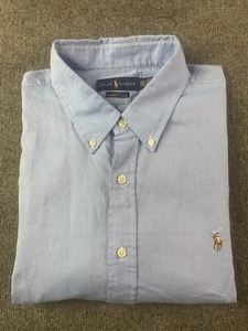 Ralph Lauren Slim Fit Chambray Oxford Men 100% Cotton Short Sleeve Shirt Sz XXL - Picture 1 of 8