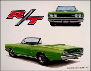 1968 Dodge Coronet R/T Convertible Art Print Lithograph - Picture 1 of 1