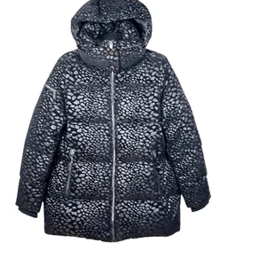 Diane von Furstenberg Metallic Animal Print Down Feather Puffer Jacket Coat Size - Picture 1 of 15