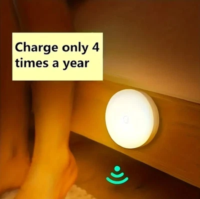 Lámpara recargable inalámbrica con luz nocturna LED con sensor de movimiento de 1 pieza para seguridad en el hogar Foto 1 de 4