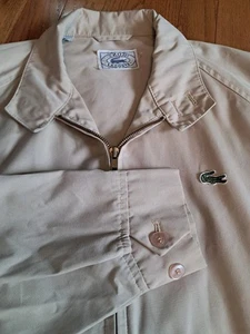 Lacoste Izod Giacca Kaki Tan Uomo Taglia Large Harrington Bomber Vintage - Foto 1 di 12