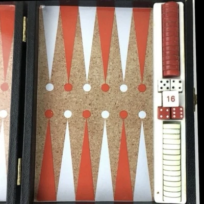 Vintage Deluxe Backgammon Game In Case Original Box Complete Travel Retro - Image 1 of 4