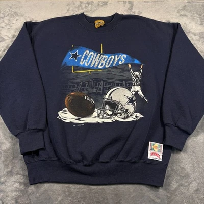 Vintage 1993 Dallas Cowboys Sweatshirt Mens Large Blue Nutmeg Football NFL Logo - Image 1 of 4