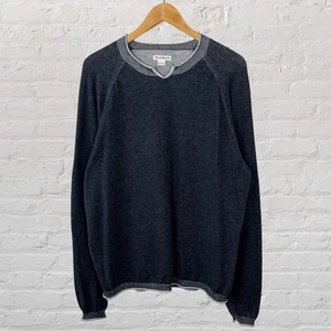 32 Bar Blues Pullover Kaschmir Baumwolle Pulli blau eng Strick Herren Large - Bild 1 von 5