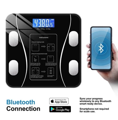 Scale Body Smart BMI Digital Weight for Fat Bathroom Bluetooth Muscle with BMI - Image 1 of 4