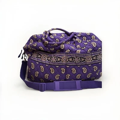 Bolso de viaje Vera Bradley grande de algodón púrpura con bordado de flores Foto 1 de 4