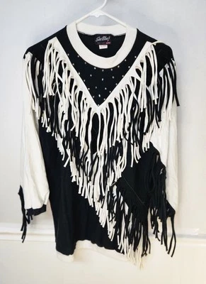 Vintage Women’s Embroidered Western Shirt Black Fringes Western Collection Small - Image 1 of 4