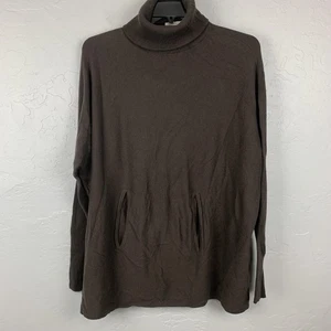 Garnet Hill Kaschmir Pullover Damen groß braun Rollkragen Tunika Wolle Taschen - Bild 1 von 8