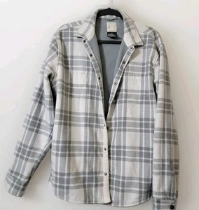 Vuori Range Camicia Giacca Uomo XL Grigio Plaid Pile Snap Up Manica Lunga Outdoor - Foto 1 di 11