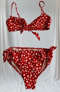 Vintage 50er Jahre rot & weiß gepunktet Bikini Damen Brust 24-30 " Taille 26-30" XS - Bild 1 von 24