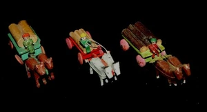 Antique Erzgebirge Putz Toys 3 horse carriage sold as found - Picture 1 of 4