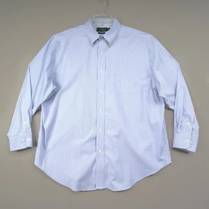 Camisa de vestir Lauren Ralph Lauren para hombre 18 34/35 rayas azules con botones sin planchar - Imagen 1 de 9